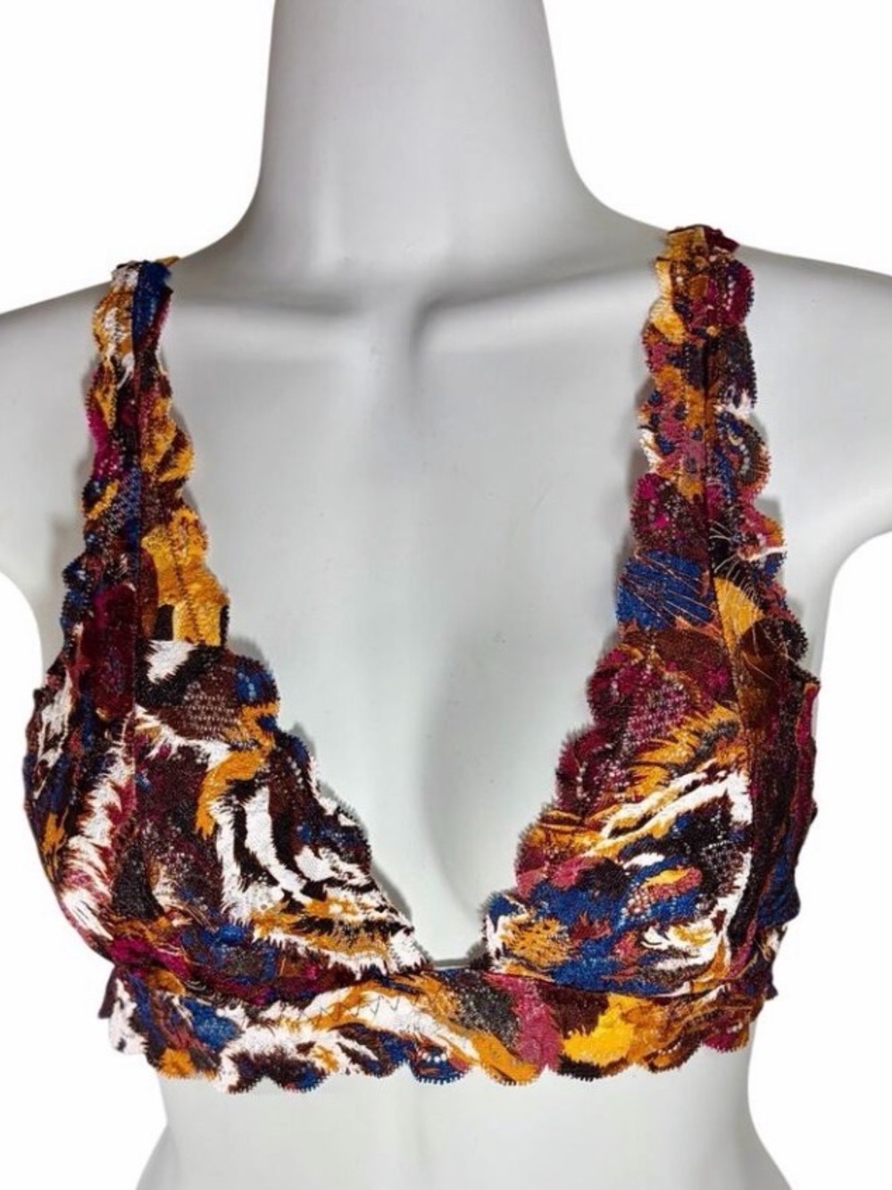 COSABELLA nwt TALL African Tiger Floral Multicolor Lace Bralette never say never